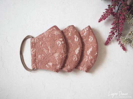 【即納品】mask・日本製レースの立体マスク【テラコッタ】