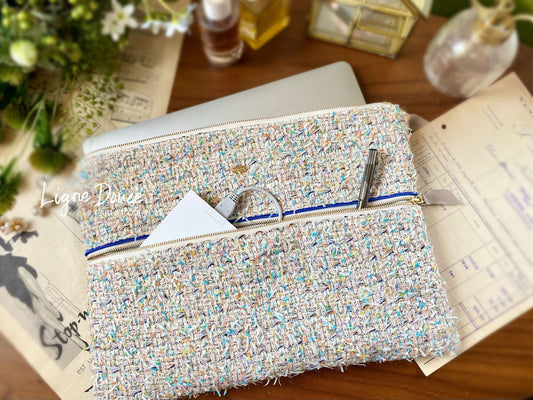 【ご予約専用ページ】イタリア製ミックスツイードのパソコンスリーブ【スプリングベージュ】