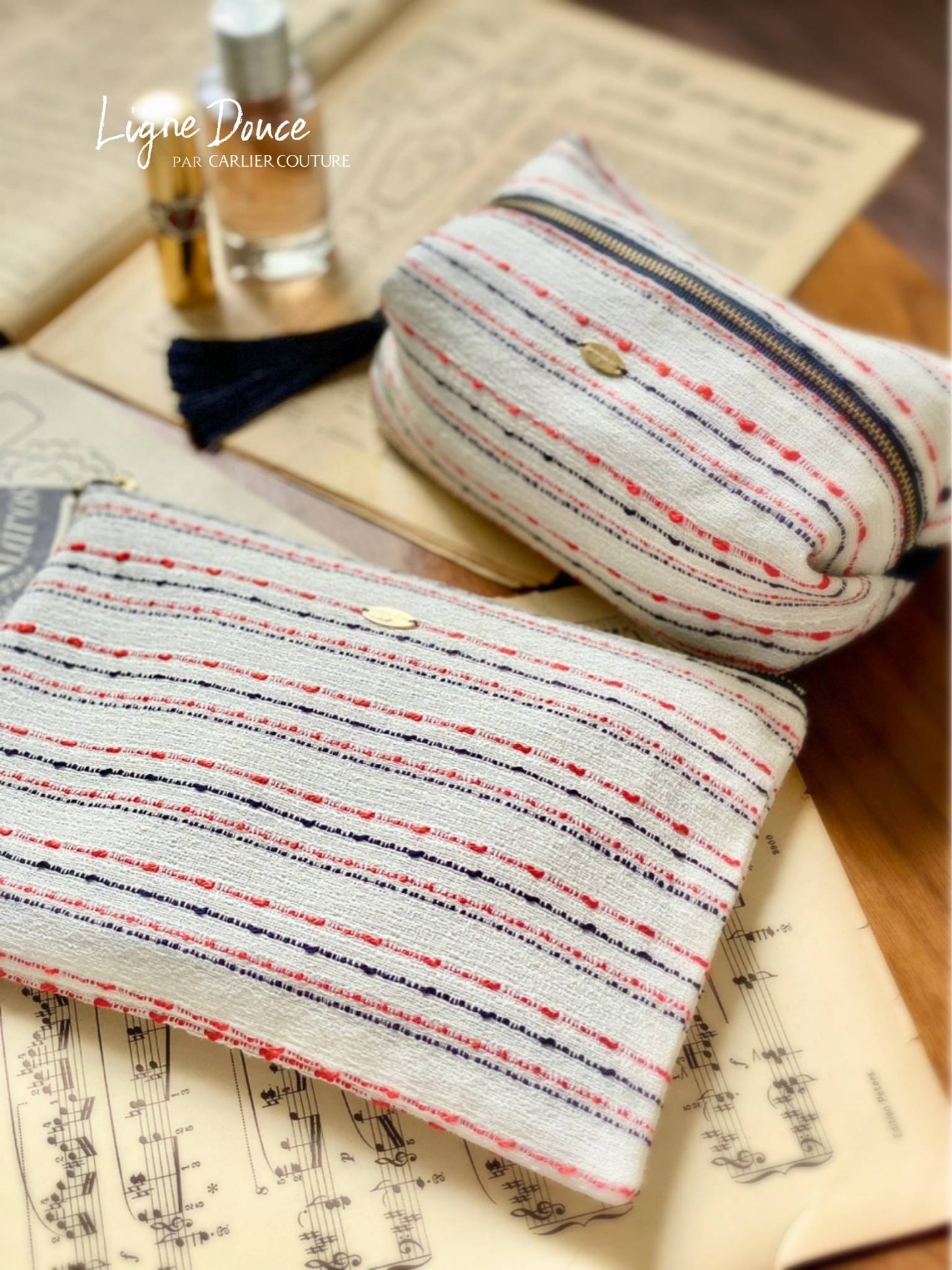 【即納品】トリコロールツイードのポーチ・Grand