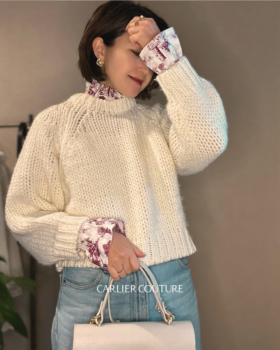 【トワル・ド・ジュイ柄】つけ襟・カフスのセット