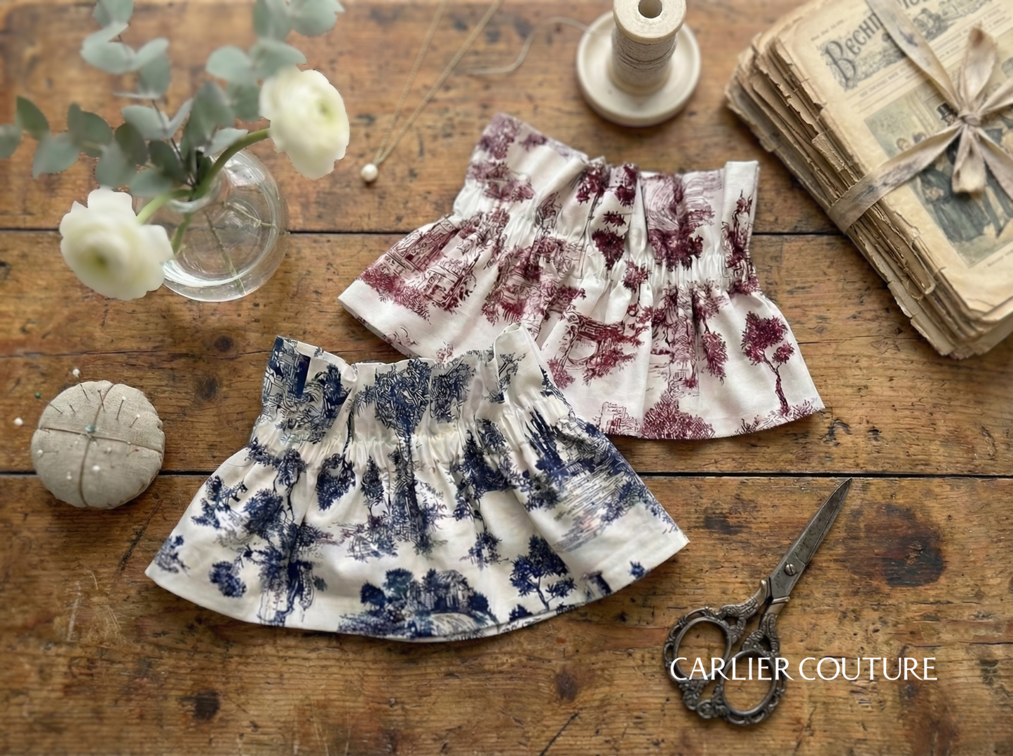 【トワル・ド・ジュイ柄】つけ襟・カフスのセット