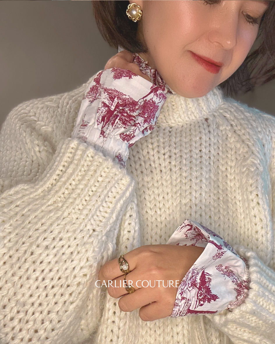 【トワル・ド・ジュイ柄】つけ襟・カフスのセット