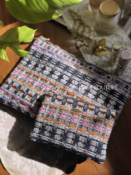 【新作】Silver Mélange Tweed ポーチ・Flat