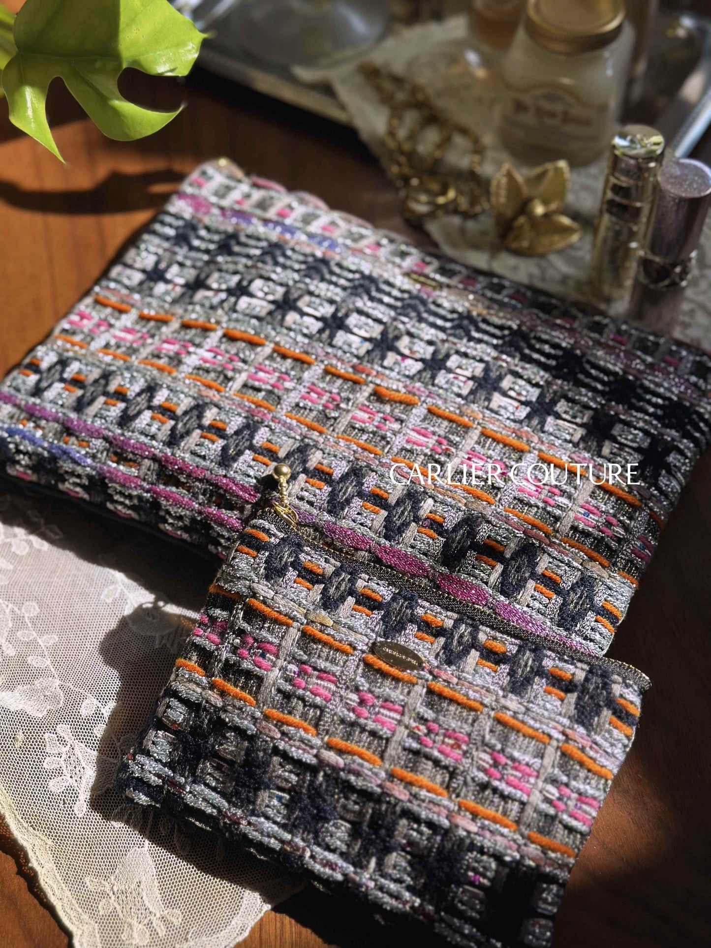 【新作】Silver Mélange Tweed ポーチ・Flat