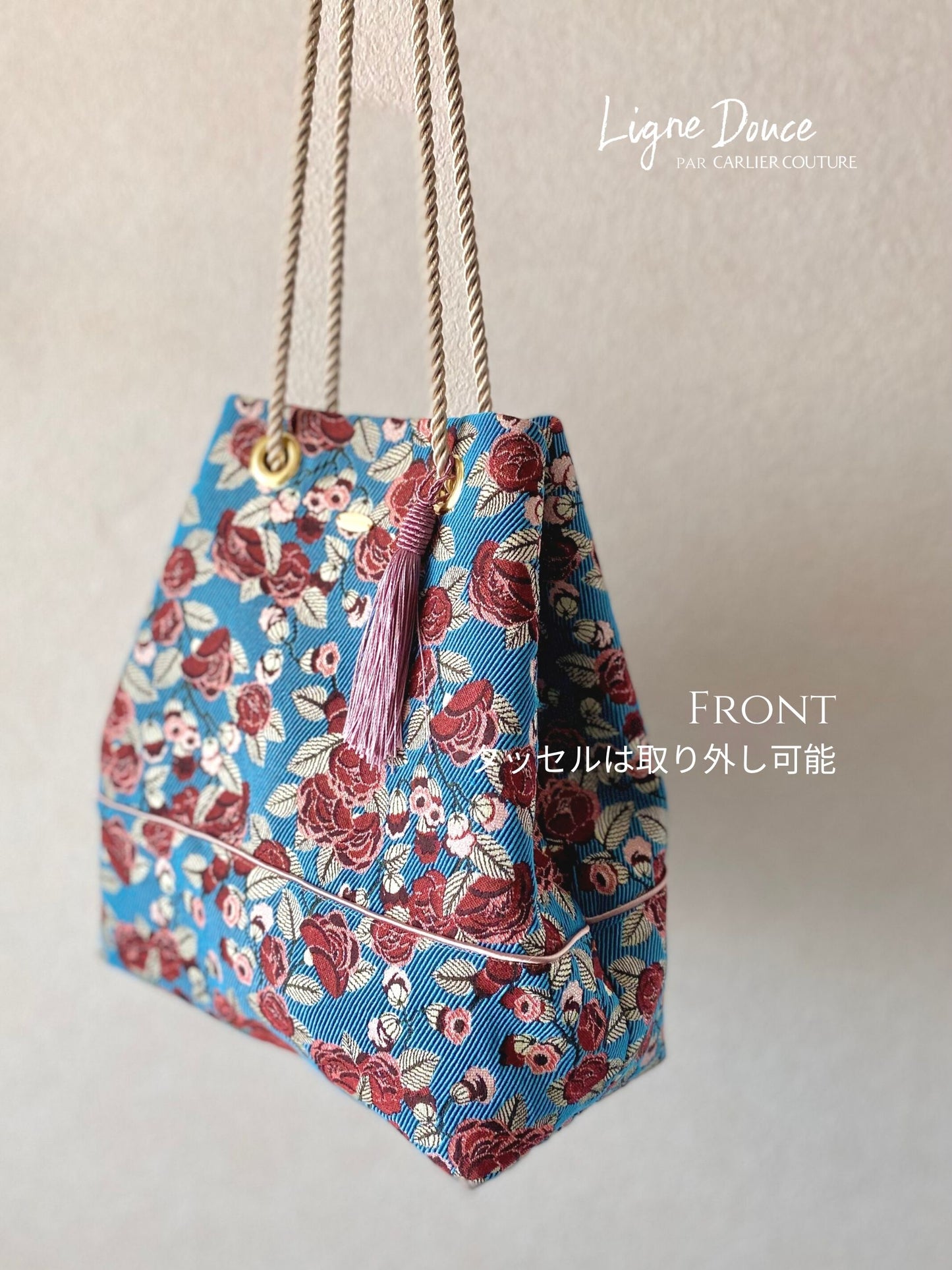 [Page réservée uniquement] Sac à œillets en jacquard de fabrication italienne [Motif rose]