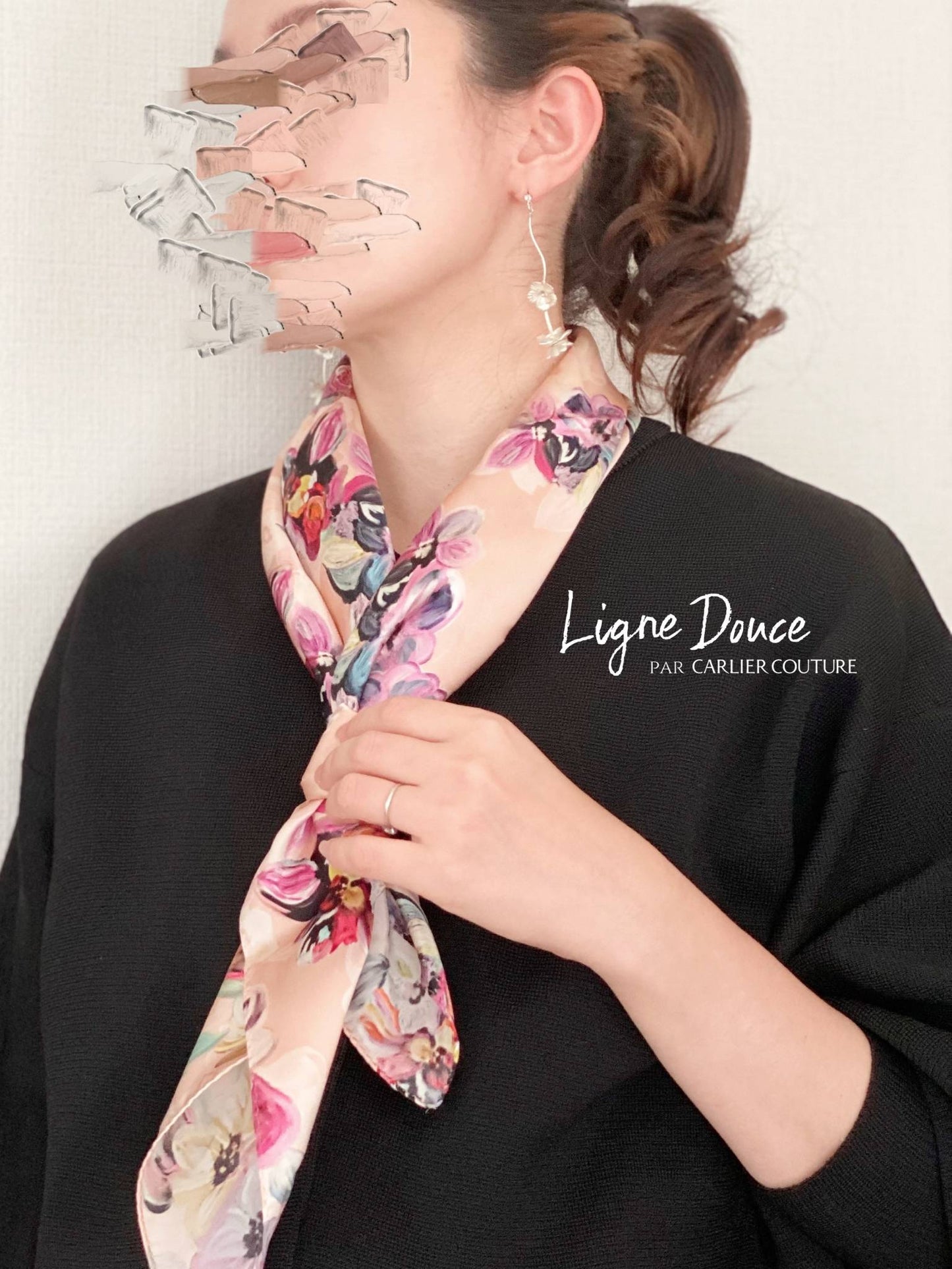 【即納品】イタリア生地・日本製スカーフ【ブーケピンク・２サイズ】