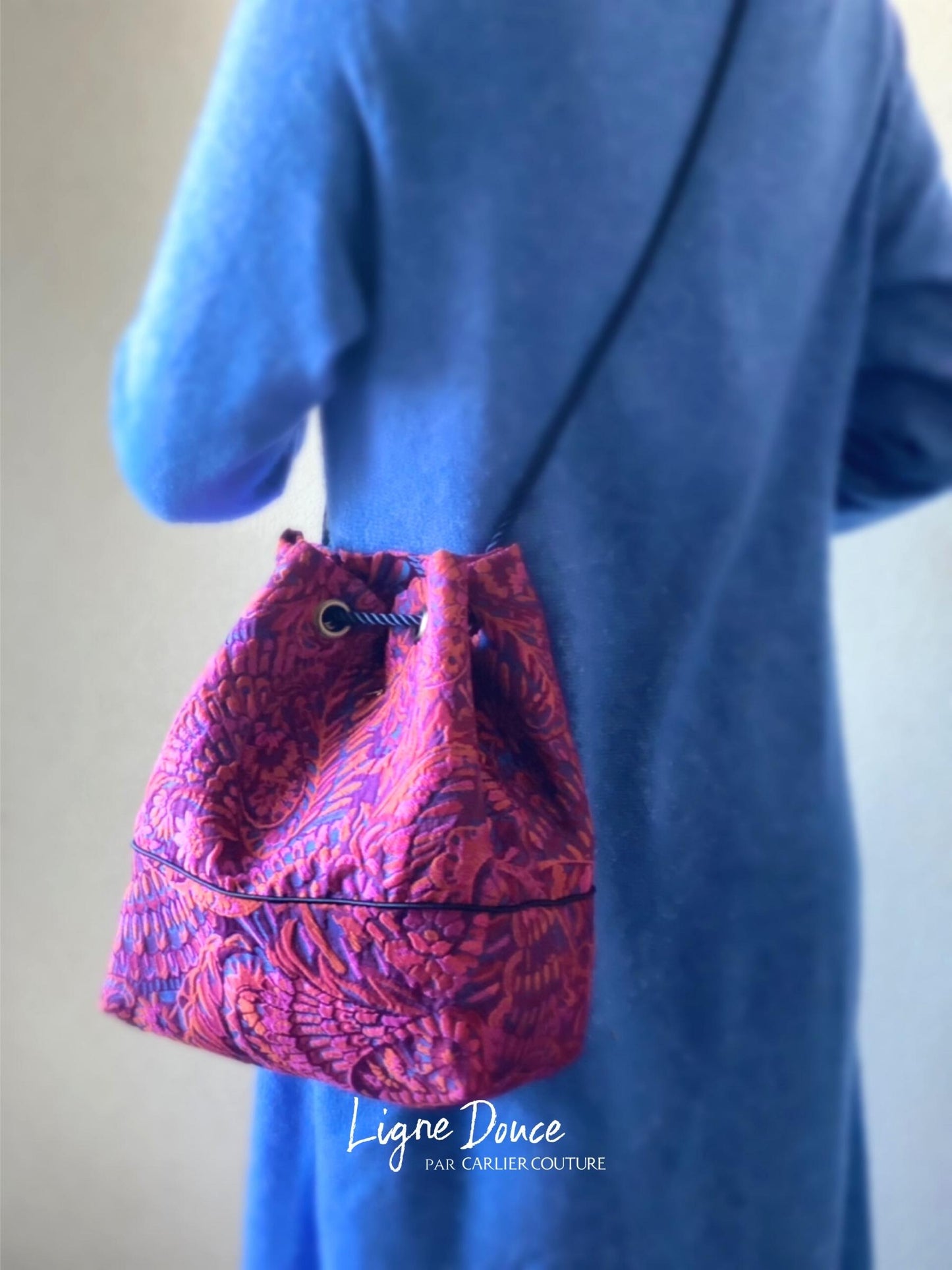 [Page réservée uniquement] Sac à œillets en jacquard de fabrication italienne [Fuchsia x Orange]