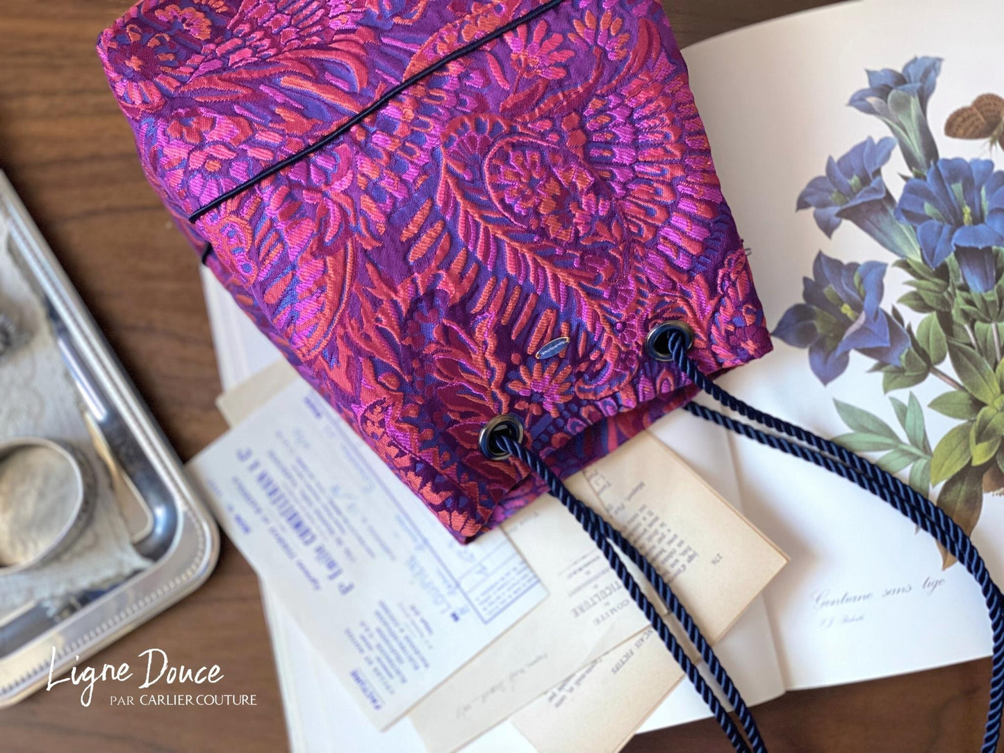 [Page réservée uniquement] Sac à œillets en jacquard de fabrication italienne [Fuchsia x Orange]